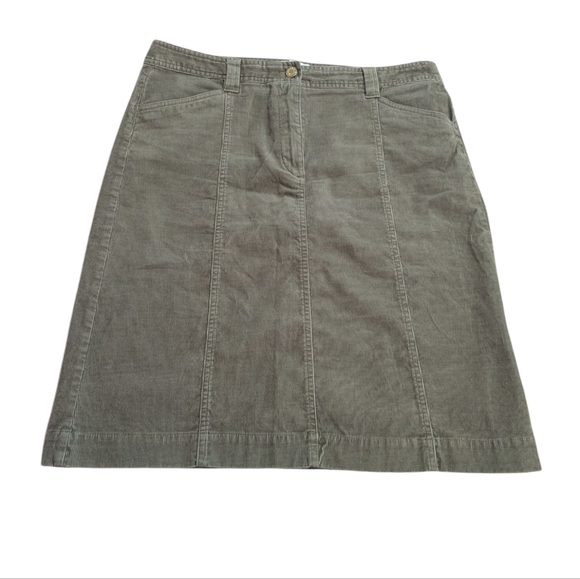 Talbots Olive Green Corduroy Cotton Blend  Midi Skirt Size 12 NWOT - Picture 1 of 9